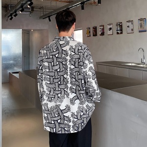 设计款印花复古西服领衬衣韩版雅痞时髦上衣A246-3628-P85图片