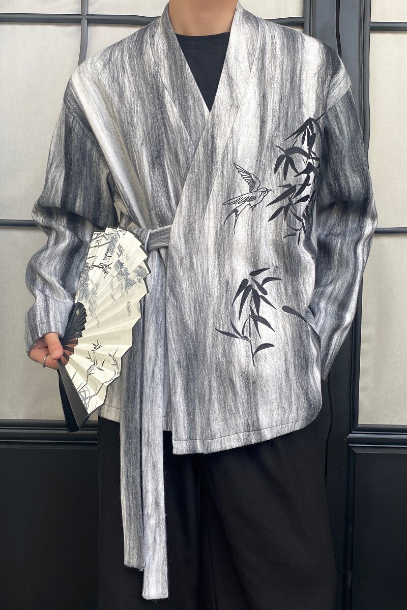 冬季潮流新中式毛呢外套复古斜襟刺绣男女禅意风上衣3536P145,女装短外套,电商A246