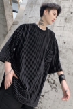 夏季潮流丝绒烫钻条纹个性圆领短袖2098-P60，男装T恤，电商A246