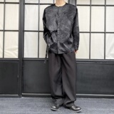 春季新中式锦缎褶皱绑带设计长袖圆领男女衬衣复古风5239P90，男装衬衫，电商A246