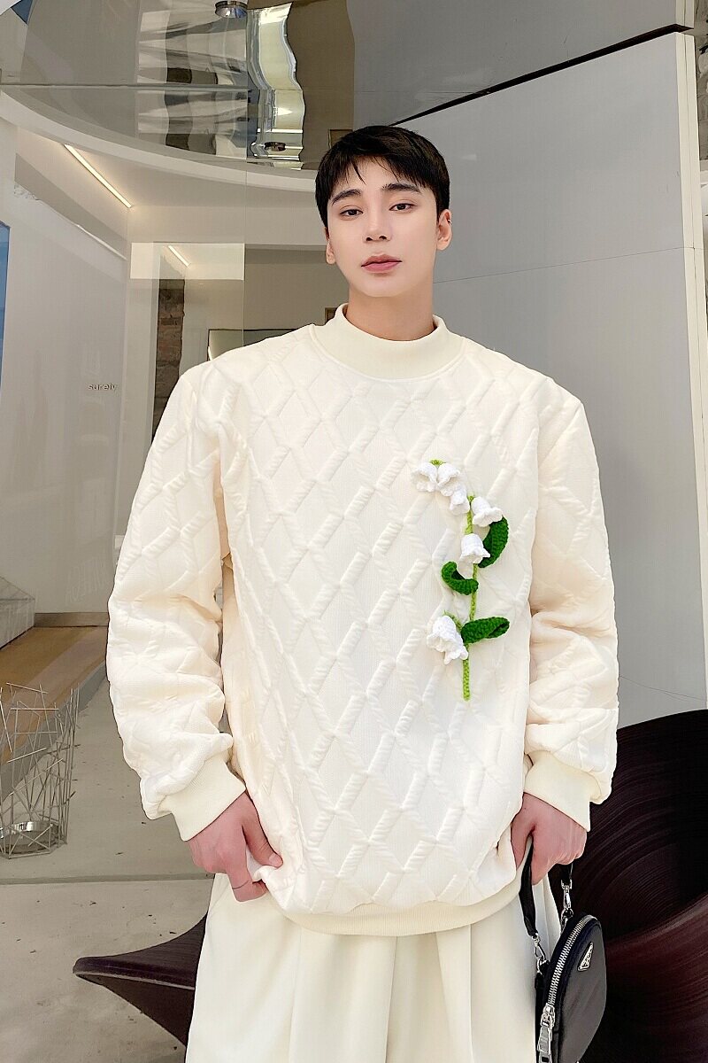 个性秋冬季立体手工花艺加厚半高领百搭卫衣A246-2528-P105,男装卫衣,电商A246