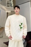 个性秋冬季立体手工花艺加厚半高领百搭卫衣A246-2528-P105，男装卫衣，电商A246