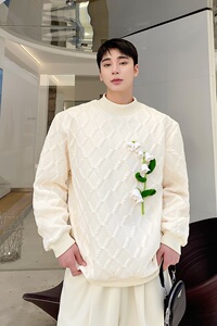个性秋冬季立体手工花艺加厚半高领百搭卫衣A246-2528-P105图片
