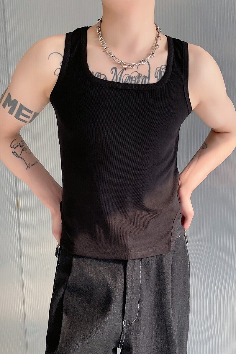 夏季个性方领弹力紧身背心短款针织无袖坎肩3564P55,男装背心/马甲,电商A246