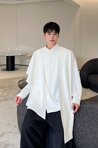 春季立体裁剪不规则多片式男女中式潮流衬衣个性暗黑系3548P125图片