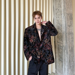 新款法式复古植绒提花休闲西服外套轻奢痞帅宽松西装6833P145,男装西服套装,电商A246