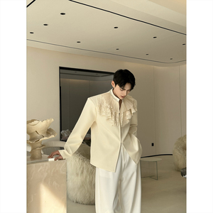 26新款个性宫廷风立领镶钻短款西服上衣轻奢休闲外套5311P165图片