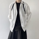 暗黑系个性绑带设计翻领长袖男女衬衣潮流原创小众衬衫2301P75，男装衬衫，电商A246
