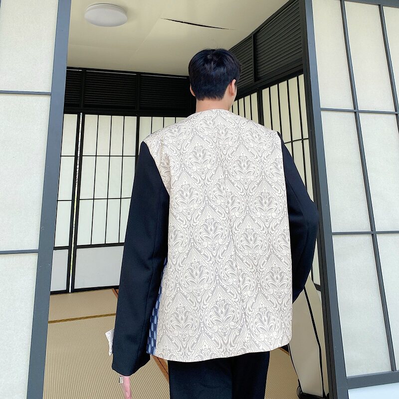 高端轻奢风定制设计款拼接撞色宽松痞帅休闲西服外套3670-P125,男装西服,电商A246