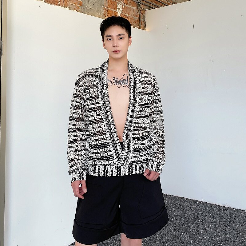 新款复古民族风提花男长袖宽松休闲百搭外套5161-P75,男装衬衫,电商A246