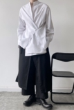 秋季山本暗黑冷淡风纯色立领多种穿法长袖男女衬衣潮流3950P75，男装衬衫，电商A246
