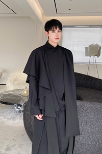 春季立体裁剪不规则多片式男女中式潮流衬衣个性暗黑系3548P125图片