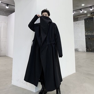 山本暗黑先锋小众大翻领加长抽带个性风衣外套A261-3930-P145图片