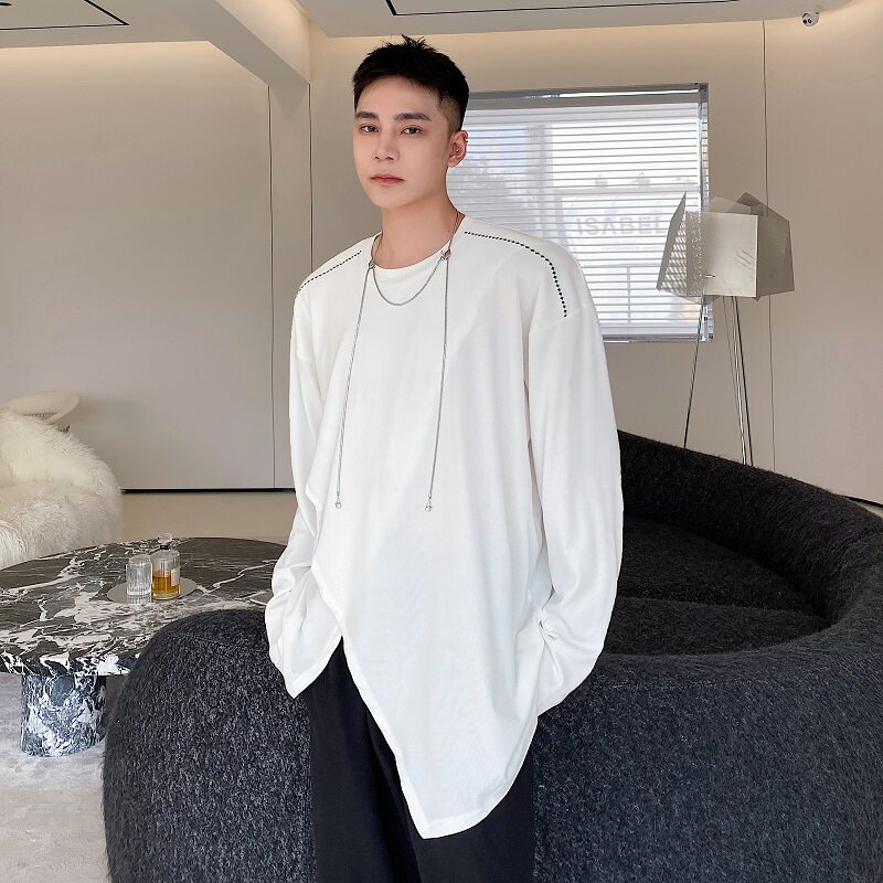 设计款重跌下摆圆领针织男长袖百搭上衣A246-3778-P65,男装卫衣,电商A246