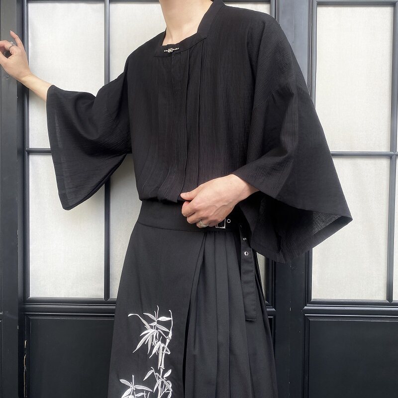 夏季新中式方领中袖男女衬衣复古风汉服衬衫3573P95,男装衬衫,电商A246