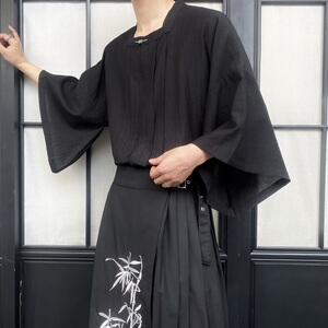 夏季新中式方领中袖男女衬衣复古风汉服衬衫3573P95图片
