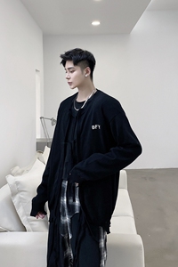 秋冬原创潮流暗黑切割毛边舒适慵懒风开衫百搭毛衣外套MY26-P85图片