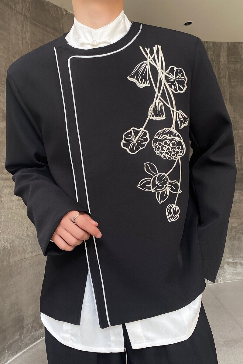 春季新中式刺绣圆领男女西服外套潮流风禅意上衣夹克5212P135,男装西服,电商A246