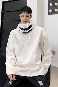 山本暗黑个性绑带设计连帽潮流机能风套头夹克外套3839-P95