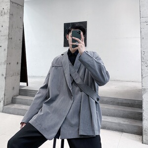 秋季设计师款个性褶皱系带多种穿法时髦休闲西服A261-3983-P135图片