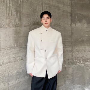 新款新中式风立领加厚毛呢复古宽松百搭休闲外套5201-P155图片