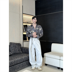 新款双腰头设计直筒休闲男裤潮流百搭款长裤5313P85图片