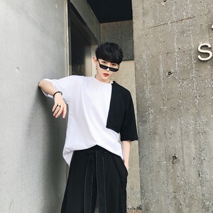 19夏季黑白撞色设计师款百搭圆领男短袖A261-506-P45,服装搭配师如何看图解图片