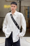 春款拉链翻领简约高级感男长袖衬衣潮流金属标个性设计5052P85，男装衬衫，电商A246