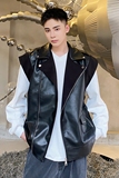 秋冬个性雅痞PU拼接毛呢机能风男马甲潮流叠穿搭配坎肩5038P115，男装背心/马甲，电商A246