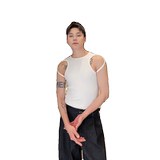 夏季个性绑带设计弹力罗纹圆领背心潮流痞帅无袖坎肩5251P55，男装背心/马甲，电商A246