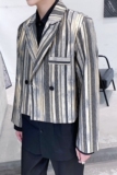 原创设计韩版气质定制面料金属条纹短款时髦西服外套3985-P135，男装西服，电商A246
