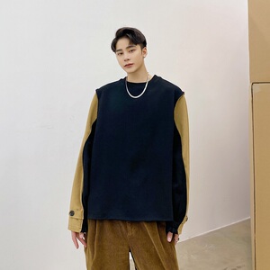 原创潮流圆领卫衣撞色袖设计韩版百搭个性时髦长袖3822-P75，男装卫衣，电商A246