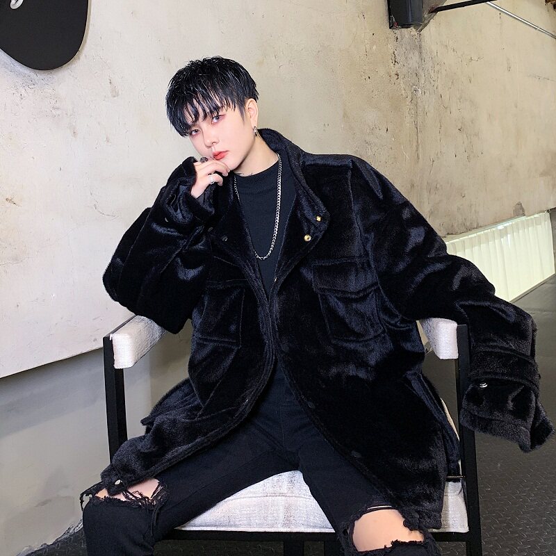 暗黑新锋冬季加厚水貂毛立领宽松个性外套A261-3034-P165图片
