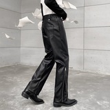 秋冬痞帅机能风拉链脚口设计男皮裤个性小众潮流直筒长裤5114P120，男装皮裤，电商A246