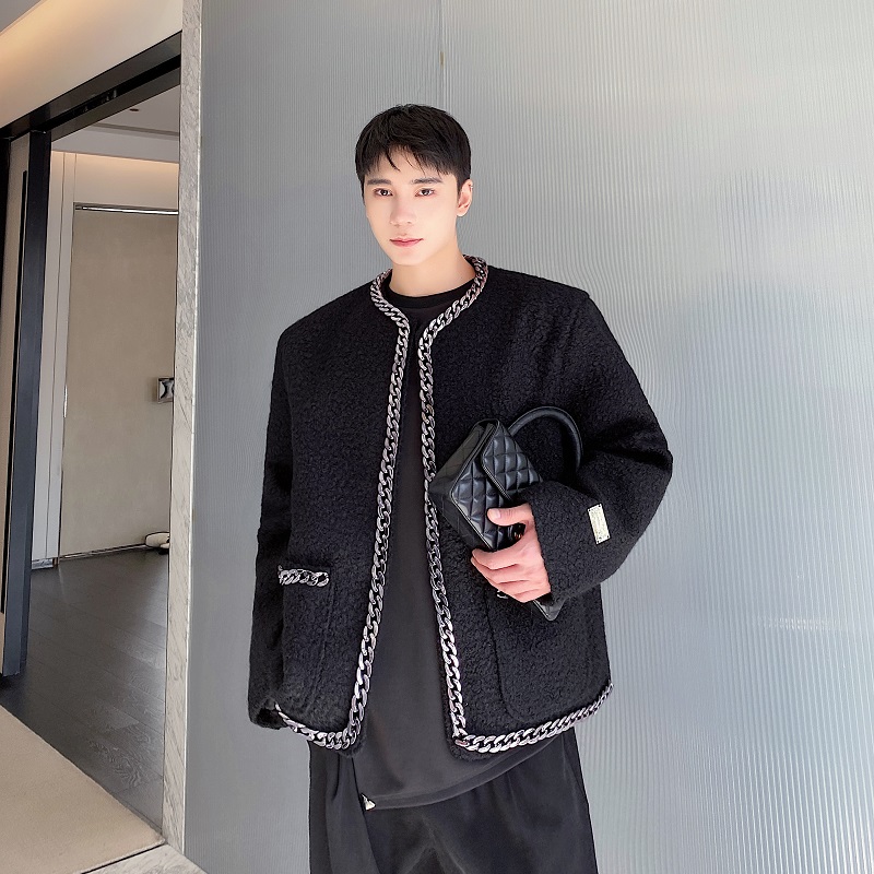 轻奢定制小香风设计款编织链条装饰短款夹克外套3696-P155，男装夹克，电商A246