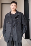 潮流暗黑系毛边切割不规则拼接翻领男夹克小众设计款外套3766P140，男装夹克，电商A246