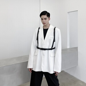 纯白个性设计皮带造型百搭西服A246-9939-P125(赠皮带）图片