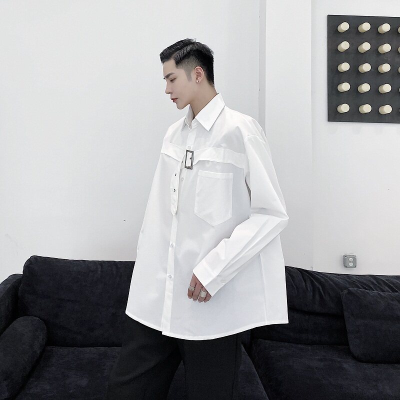 个性绑带设计时尚宽松百搭衬衣A246-2303-P65,男装衬衫,电商A246