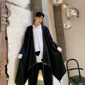 秋季暗黑系列宽松不规则织带铆钉个性风衣A261-2155-P115图片