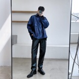 新款时尚休闲气质翻领设计感痞帅衬衫上衣外套A246-2345-P95，男装衬衫，电商A246