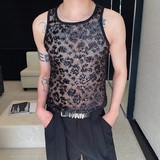 夏季亮片拼接弹力紧身圆领背心潮流痞帅舞台装男女坎肩5247P65，男装背心/马甲，电商A246