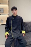 春季新中式提花撞色立领长袖男女风衬衣复古禅意衬衫3554P105，男装衬衫，电商A246