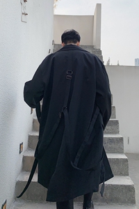 冬季加厚山本个性绑带长款棉衣风衣A261-2026-P165图片