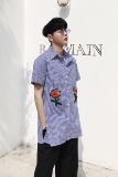 原创设计个性条纹绣花男款半袖衬衣A261-516-P55，男装T恤，电商A246