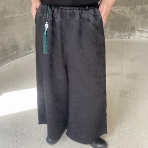 潮流中式提花阔腿男女休闲九分裤风流苏挂饰设计款长裤3572P95图片