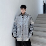 新款时尚休闲气质翻领设计感痞帅衬衫上衣外套A246-2345-P95，男装衬衫，电商A246
