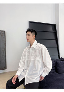 早春潮流褶皱设计气质百搭长袖衬衣A246-3714-P75图片