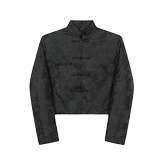 秋冬中式浮雕花纹立领盘扣短款男女皮衣外套潮流风上衣2633P135，男装皮衣，电商A246