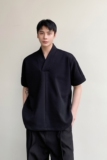 夏季改良中式休闲V领套头男半袖T恤韩版潮流纯色短袖上衣9745P70，男装T恤，电商A246