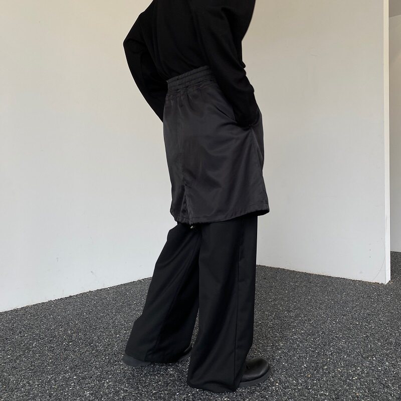 春季新款暗黑系个性假两件裙裤潮流男女直筒休闲长裤2624P90,男装休闲裤,电商A246